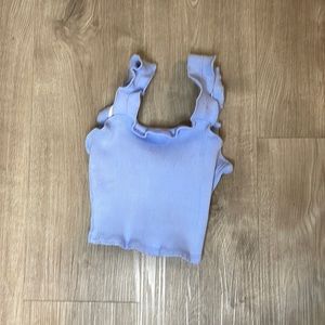 Blue Ribbed Crop Top